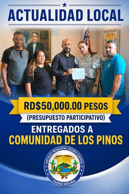 Alcalde entrega RD$50.000 para rehabilitar carretera en Los Pinos